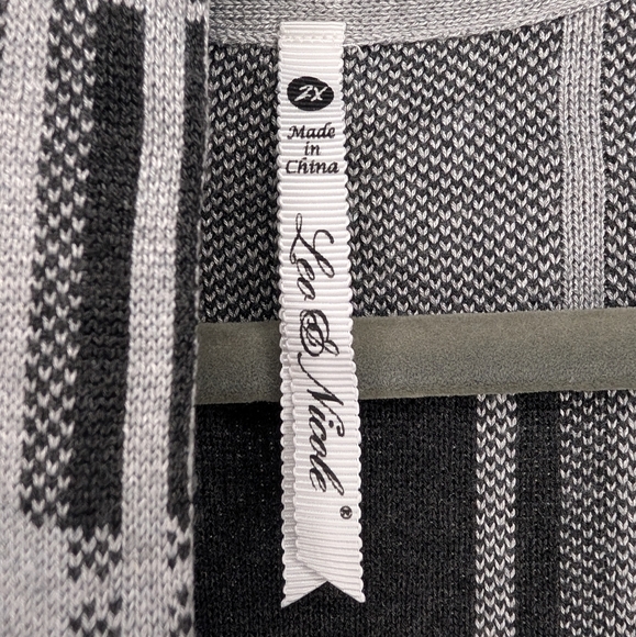 Leo & Nicole Plaid Open Front Cardigan Sweater Gray Black Women’s 2X (Fits 1X) - Picture 2 of 8